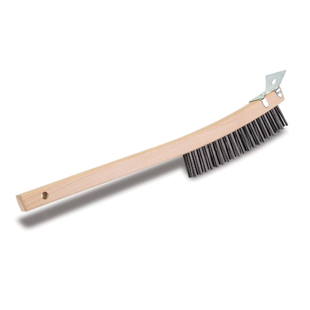 Wire Brush, Curved Handle W/ Scraper, PK 12