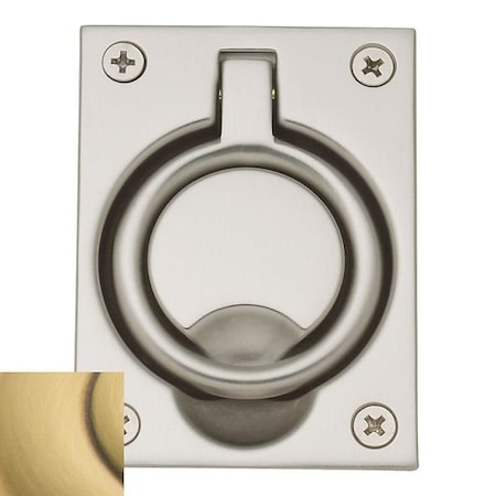Estate Satin Brass With Brown Flush Ring Pull