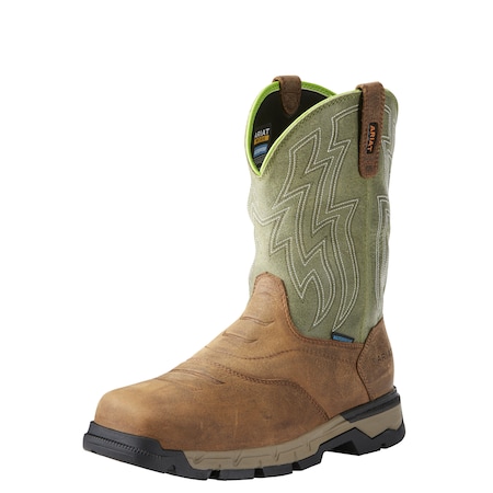 Size 11 Men's Western Boot Composite Work Boot, Brown/Green