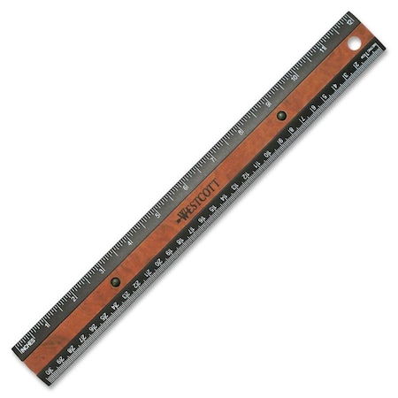 Rulers, 12 KleenEarth Office Faux Wood Inlay Ruler With Ani-Microbial