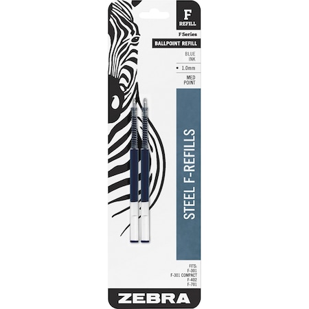 F-Refill 1.0mm Blue Ballpoint Ink 2pk