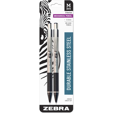 M-301 Mechanical Pencil 0.5mm Black 2pk