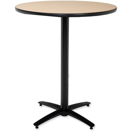 KFI 30in Natural Round Bar Height Breakroom Table With Arched X Base, 42 W, 30 L, 42 H