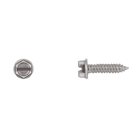 Sheet Metal Screw, #14 X 1 In, Zinc Plated Hex Head Slotted Drive