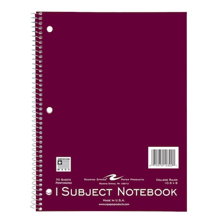Case Of Wirebound Notebooks, 10.5x8, 1 Sub, 120 Sht, Asstd. Cover Colors, College Ruled W/Margin