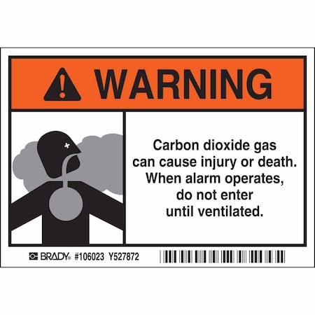 Warning Sign, 3 1/2 In H, 5 In W, Polyester, Rectangle, English, 106023