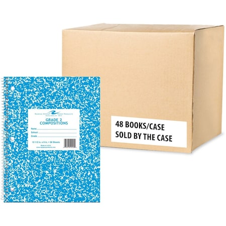 Case Of Grade Two Wirebound School Notebooks, 10.5x8, 36 Sheets/book, 3-Hole Punched