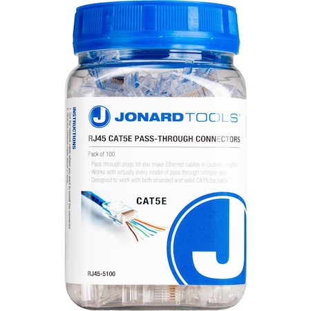 RJ45 CAT5/5E Pass-Through Connect,PK 100