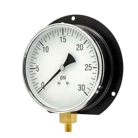 Gauge,6 0/30psi,1/4LM,Back Flange