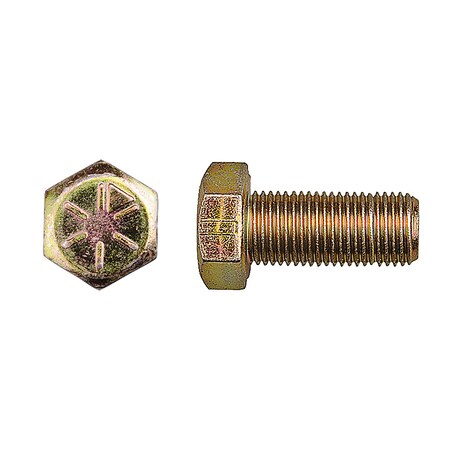 Grade 8, 9/16-18 Hex Head Cap Screw, Zinc & Yellow Plated Steel, 1-1/4 In L