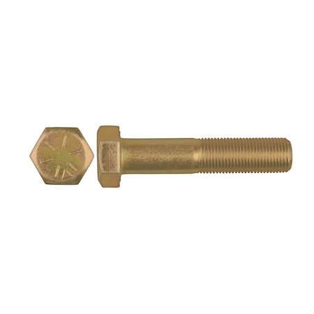 Grade 8, 5/8-18 Hex Head Cap Screw, Zinc & Yellow Plated Steel, 3 In L