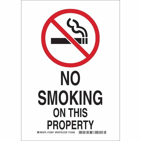 No Smoking Sign, 10 H, 7 In W, Polyester, Rectangle, English, 123941