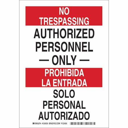 Bilingual Safety Sign, 14 In H, 10 In W, Plastic, Rectangle, English, Spanish, 124011