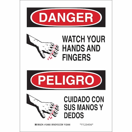 Danger Sign, 14 In Height, 10 In Width, Aluminum, Rectangle, English, Spanish