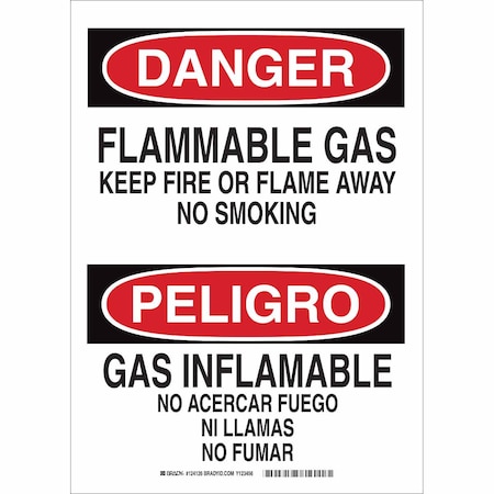 Danger No Smoking Sign, 10 H, 7 In W, Polyester, Rectangle, English, Spanish, 124123