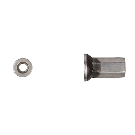 Nut Insert, M6-1.00 Thrd Sz, Hex, Steel, Zinc Plated