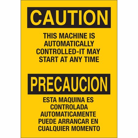Caution Sign, 10 Height, 7 Width, Polyester, Rectangle, English, Spanish