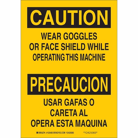 Sign, Bilingual, 14X10, Black/Yellow, Width: 10