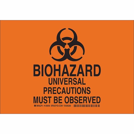 Biohazard Sign, 7 In H, 10 In W, Plastic, Rectangle, English, 126655