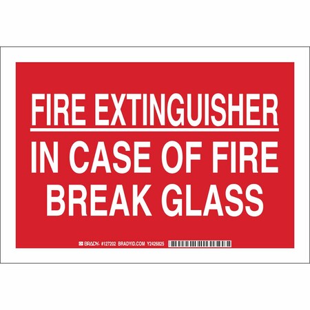 Fire Ext Sign, 7X10, White/Red, Legend Style: Text