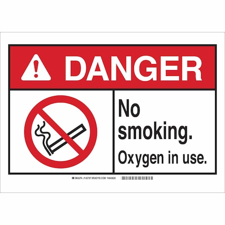 Danger No Smoking Sign, 7 H, 10 W, Plastic, Rectangle, English, 143796