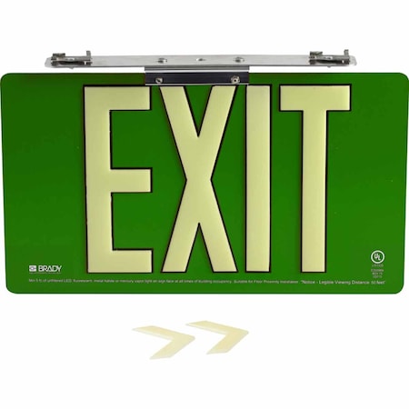 Exit Sign,Aluminum,Green,Surface