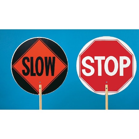 Traffic Control Stop/Slow Paddle, 18 Inch 72 Inch H