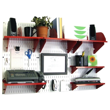 Office Wall Organizer System Unit, White/Red