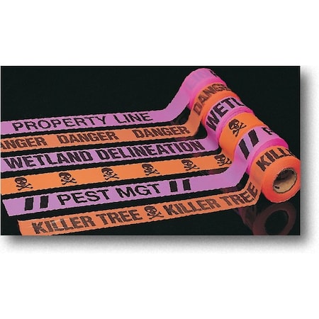 Glo Orange Printed Danger Flagging Tape, 12Ls