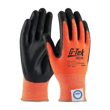 Hi-Vis Cut Resistant Coated Gloves, A4 Cut Level, Nitrile, XL, 12PK