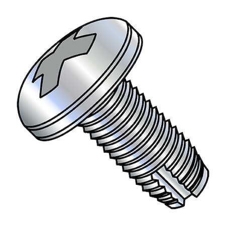 Thread Cutting Screw, #6-32 X 5/8 In, Zinc Plated Steel Pan Head Phillips Drive, 10000 PK