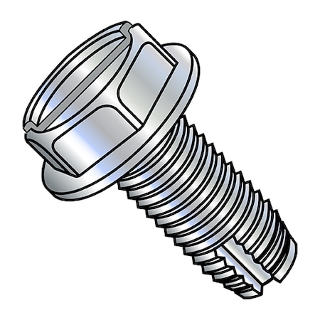 Thread Cutting Screw, 3/8-16 X 3 In, Zinc Plated Steel Hex Head Slotted Drive, 300 PK