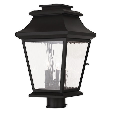 Hathaway 3 Light Black Outdoor Post Top Lantern