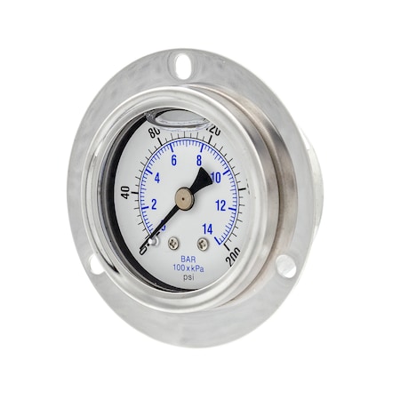 Gauge,1.5,0/200psi,1/8CBM,Front Flange