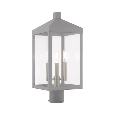 Nyack 3 Light Nordic Gray Outdoor Post Top Lantern