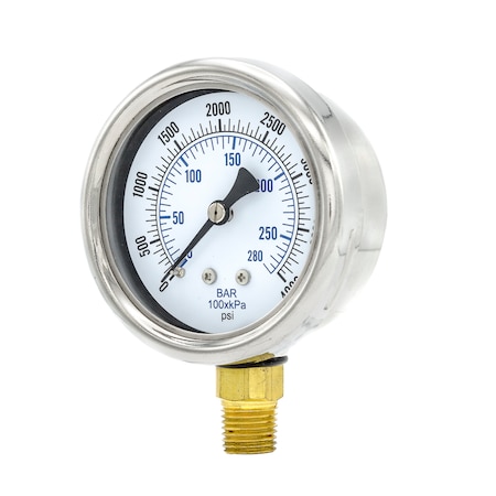 Gauge,2-1/2,0/4000psi,1/4LM,Rem Bez