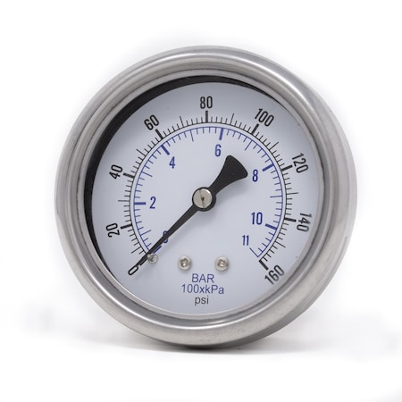 Gauge,2-1/2,0/160psi,1/4CBM,Rem Bezel