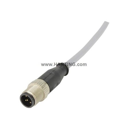 Cordset,2 M Cable,PVC,Gray