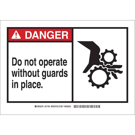 Danger Sign, 7 Height, 10 Width, Plastic, Rectangle, English