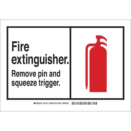 Fire Extinguisher Sign, 3 1/2 In Height, 5 In Width, Polyester, Rectangle, English