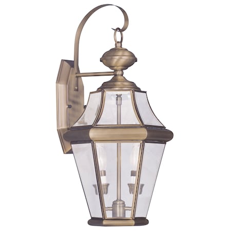 Georgetown 2 Light Antique Brass Outdoor Wall Lantern