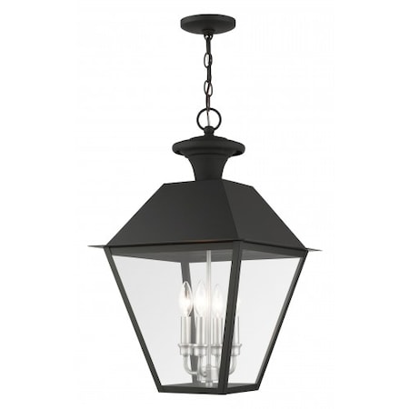 Black Outdoor Pendant Lantern,4 Light