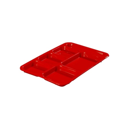 Right-Hand 6-Comp Tray,14x10,Red,PK24