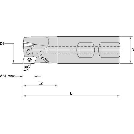 Indexable Square Shoulder End Mill, VSM11 Series, High Speed Steel, 11.44mm Depth Of Cut