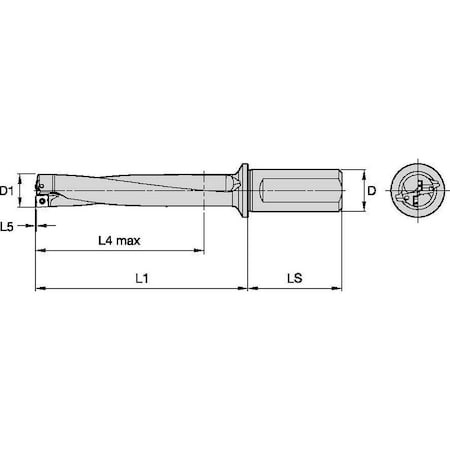 Indexable Insert Drill, 25.00mm, TCF, Flute Length: 104.30mm