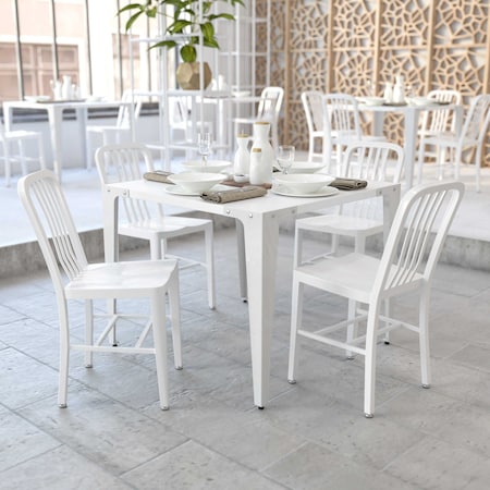 Gael Commercial Grade 2 Pack White Metal Indoor-Outdoor Chair