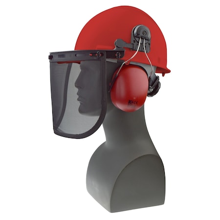 Front Brim Hard Hat Loggers Combo, Ratchet, Red