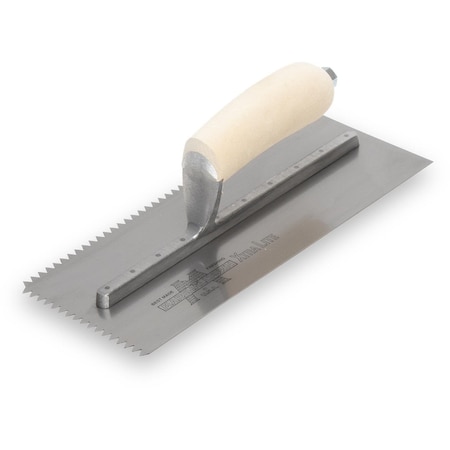 Notched Trowel,Wood Handle,1/4 X 1/4