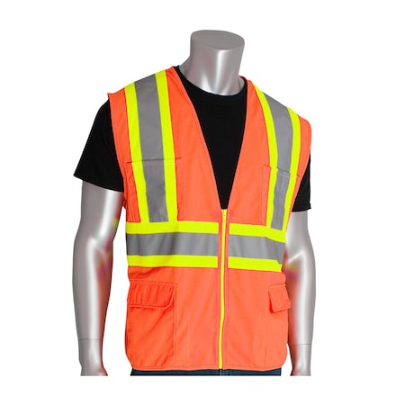 Class 2,Surveyors Solid Vest,Orange