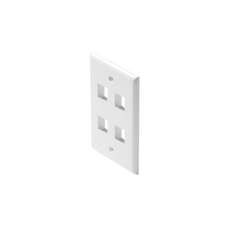 Wall Plate White, Keystone, 4-Cavity